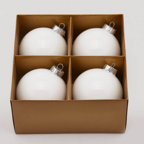 Caixa Bolas Natal Brancas 10cm
